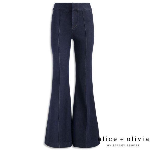 Alice + Olivia **NWT** The Trouser Flared Jean in Dark Rinse Denim - Picture 2 of 12